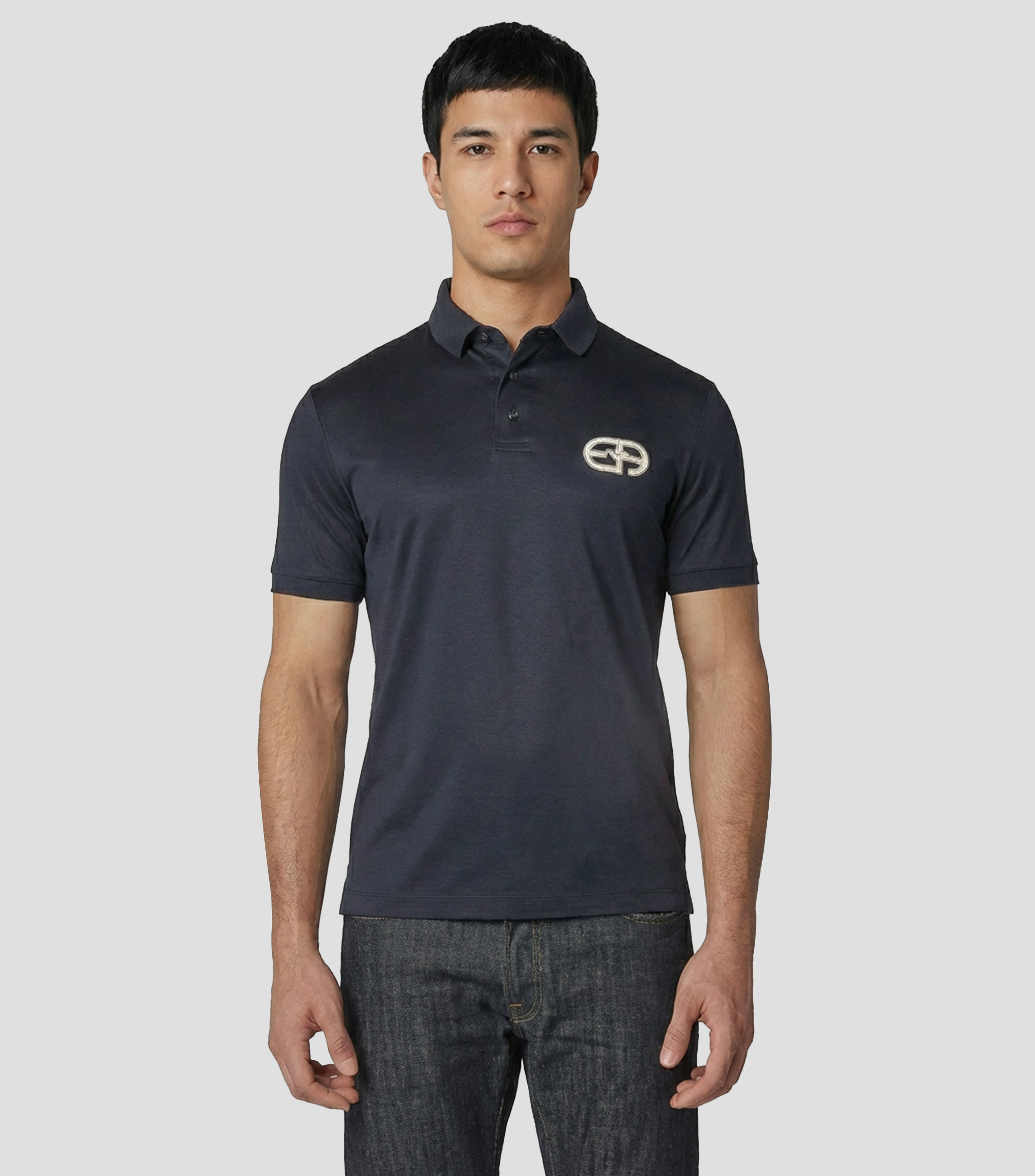 Playera tipo polo de manga corta con logotipo Hombre
